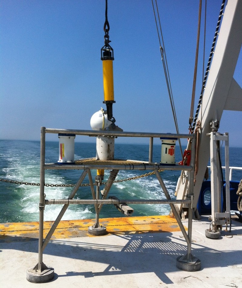Seafloor physical oceanography frame used to measure temperature, salinity and bottom stress