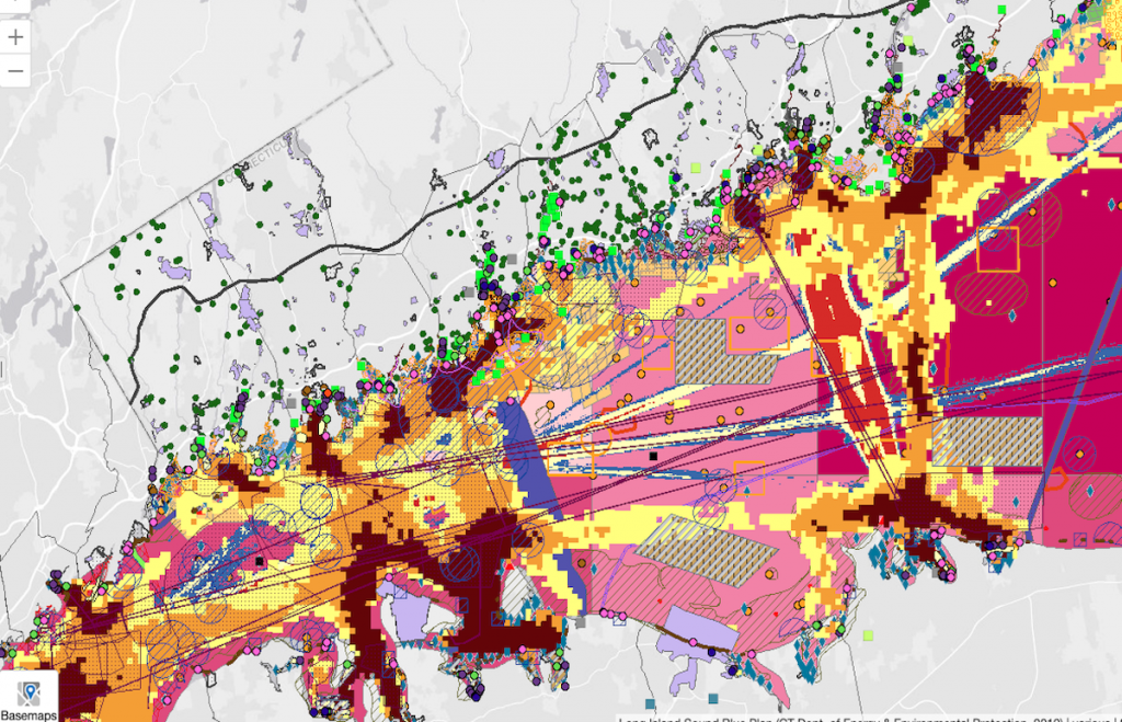 Map of human uses of Long Island Sound developed by the LIS Blue Plan