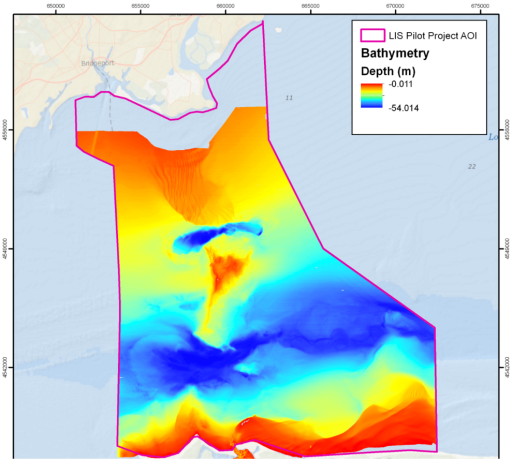 Bathymetric map from central Long Island Sound