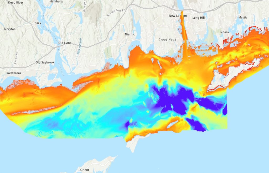 Bathymetric map of eastern Long Island Sound