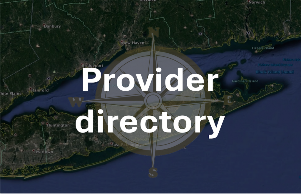 Map of Long Island Sound with a compass rose overlain as a link to a list of data providers to the Data Navigator