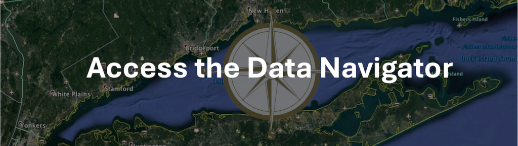 Map of Long Island Sound with text Access the Data Navigator