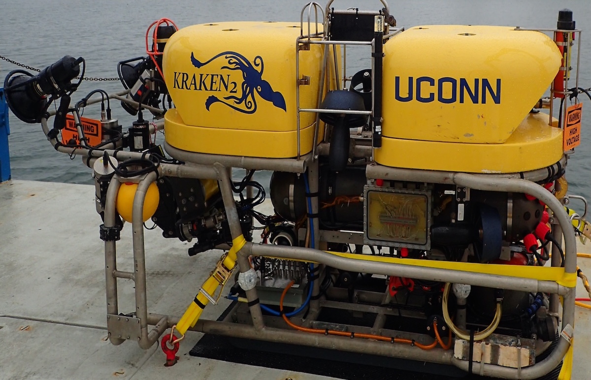 The K2 remotely operated vehicle on the deck of the research vessel Connecticut